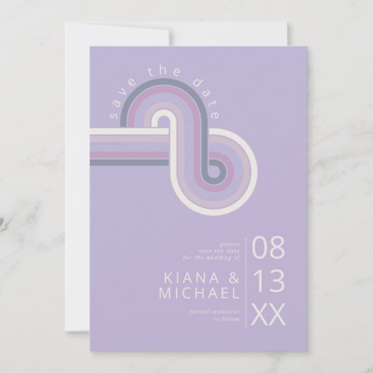 Refined Lines Geometric Wedding Violet ID983 Save The Date (Vorderseite)