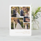 Refined Minimalist 5-Photo Collage Wedding Dankeskarte (Stehend Vorderseite)