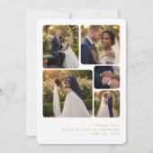 Refined Minimalist 5-Photo Collage Wedding Dankeskarte (Vorderseite)