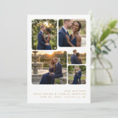 Refined Minimalist 5-Photo Collage Wedding  Save The Date (Stehend Vorderseite)