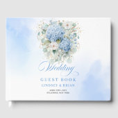Refined Minimalist Blue Hydrangeas Guest Book Gästebuch (Vorderseite)