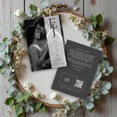 Refined Minimalist Grey Photo Card Wedding Initial Save The Date