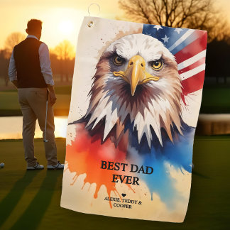Refined Modern & Elegant Patriotic Eagle Golfhandtuch