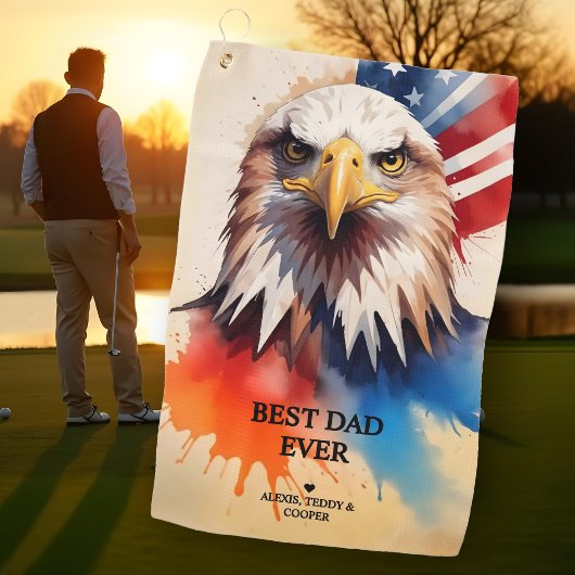 Refined Modern & Elegant Patriotic Eagle Golfhandtuch