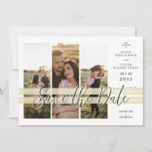 Refined Navy & Gold Elegant Script 3 Multi Photos Save The Date (Vorderseite)