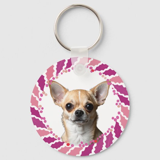 Refined Pastel Pink Chihuahua | Custom Christmas Schlüsselanhänger (Rückseite)