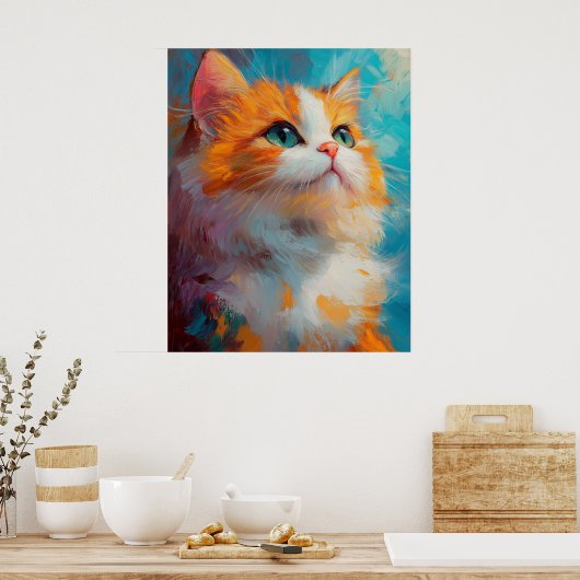 Refined Persian Kitten — Soft Pastel Illustration Poster (Küche)