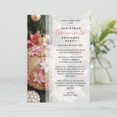 Refined Pink Christmas Balls Ornament Exchange Einladung (Stehend Vorderseite)