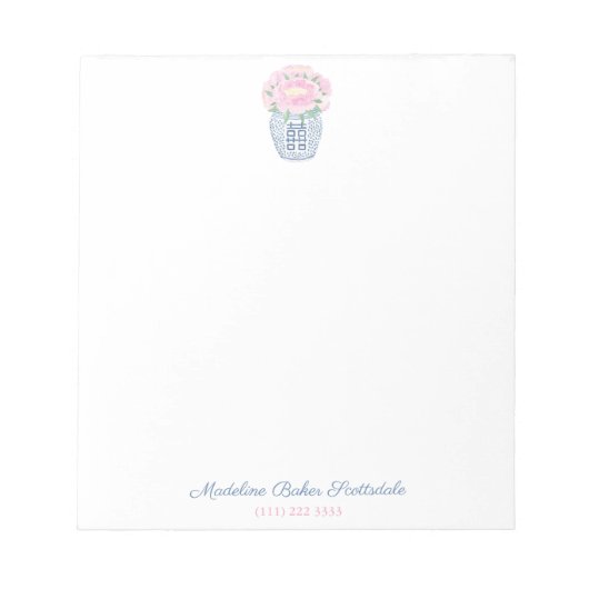 Refined Pink Peony Ginger Jar Ladys Notizblock (Vorderseite)