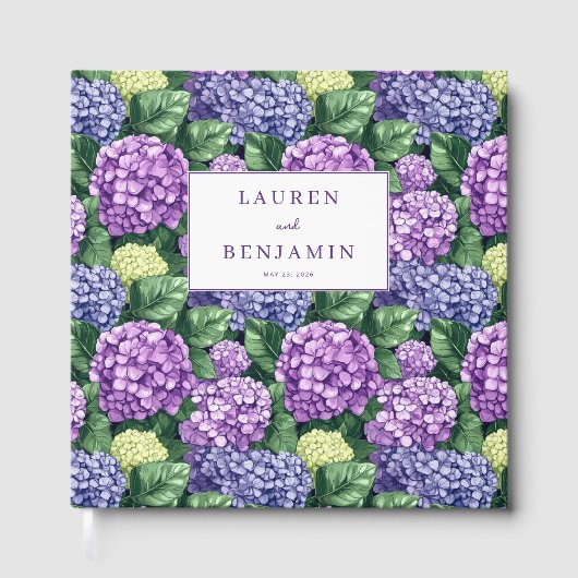 Refined Purple Floral Pattern Gästebuch (Vorderseite)