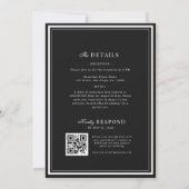 Refined Script Black White QR Code Details Wedding Einladung (Rückseite)