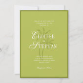 Refined Script Palm Tree Chartreuse Beach Wedding Einladung (Vorderseite)