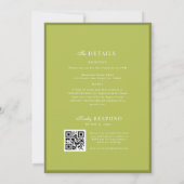 Refined Script Palm Tree Chartreuse Beach Wedding Einladung (Rückseite)