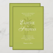 Refined Script Palm Tree Chartreuse Beach Wedding Einladung (Vorne/Hinten)
