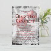 Refined Vellum Grey Shades Red Christmas Ornament Einladung (Stehend Vorderseite)
