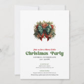 Refined Victorian Christmas bow party invite Einladung (Vorderseite)