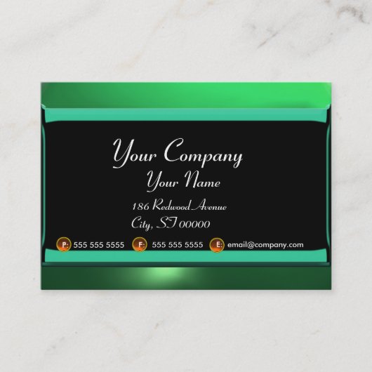 REFLECKEN 2 JADE-Monogramm Schwarz-Grün Visitenkarte (Vorderseite)