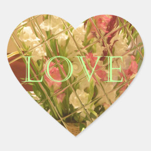 Reflected Blooms Kunstprint Herz-Aufkleber