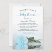 Reflection Blue Rose Elegante Baby Boy Dusche Einladung (Vorderseite)