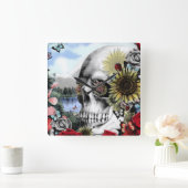 Reflection, landscape skull. quadratische wanduhr (Zuhause)