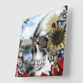 Reflection, landscape skull. quadratische wanduhr (Winkel)