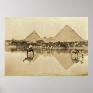 Reflection of Egyptian Pyramids Poster