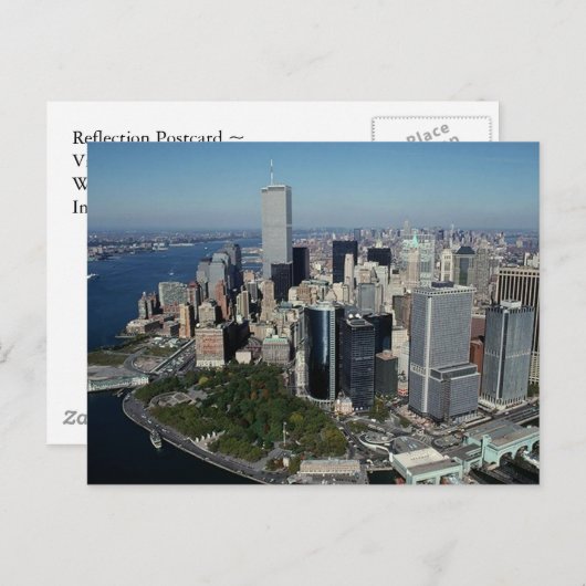 Reflection PC Twin Towers View~ WTC NYC Manhattan Postkarte (Vorne/Hinten)