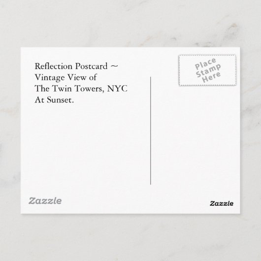 Reflection PC Twin Towers World Trade Center NYC Postkarte (Rückseite)