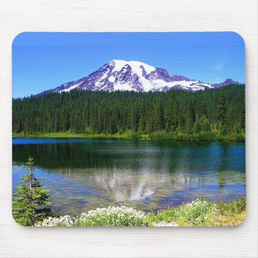 Reflection See, der Mount Rainier, WA, USA Mousepad (Vorne)
