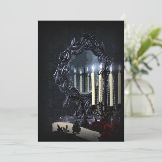 Reflections Gothic Fantasy Wedding Einladung (Stehend Vorderseite)