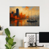 Reflections of Ember Bay Cityscape Poster (Heimbüro)
