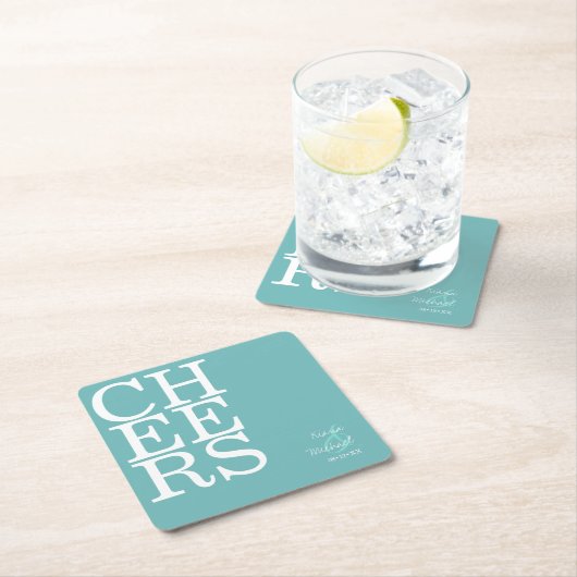 Reflections Wedding Cheers Aquamarin ID774 Rechteckiger Pappuntersetzer (Vor Ort)