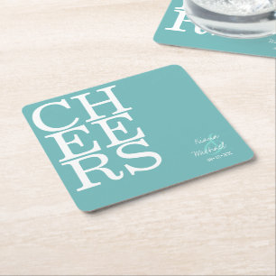 Reflections Wedding Cheers Aquamarin ID774 Rechteckiger Pappuntersetzer