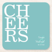 Reflections Wedding Cheers Aquamarin ID774 Rechteckiger Pappuntersetzer (Vorderseite)