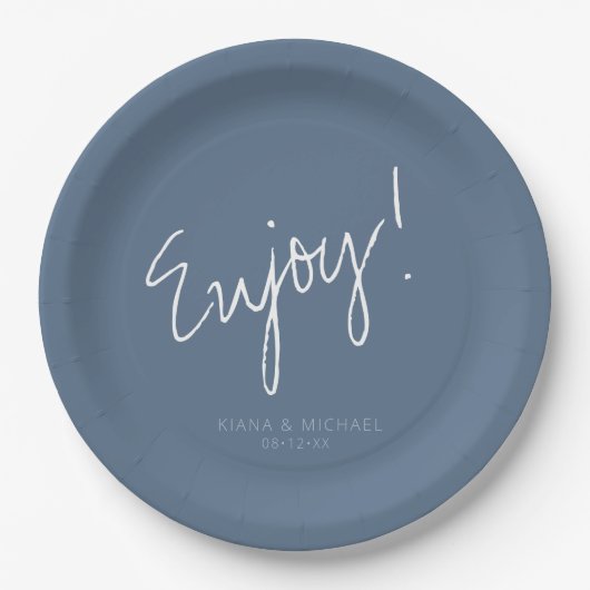 Reflections Wedding Enjoy Dusty Blue ID774 Pappteller (Vorderseite)