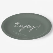 Reflections Wedding Enjoy Sage Green ID774 Pappteller (Schrägansicht)