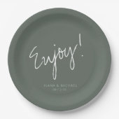 Reflections Wedding Enjoy Sage Green ID774 Pappteller (Vorderseite)