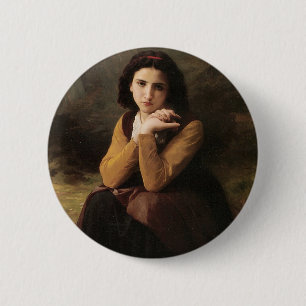 Reflective Beauty (Mignon Pensive) 1869 Bouguereau Button