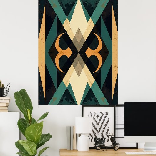 Reflective Diamond Crescent Abstract Modern Art Poster (Heimbüro)