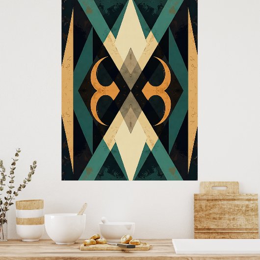 Reflective Diamond Crescent Abstract Modern Art Poster (Küche)