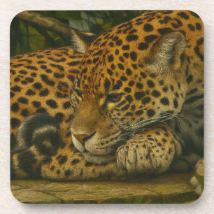 Reflective Jaguar - Serene Wildlife Art Print Getränkeuntersetzer