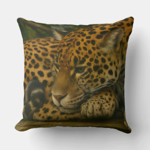 Reflective Jaguar - Serene Wildlife Art Print Kissen