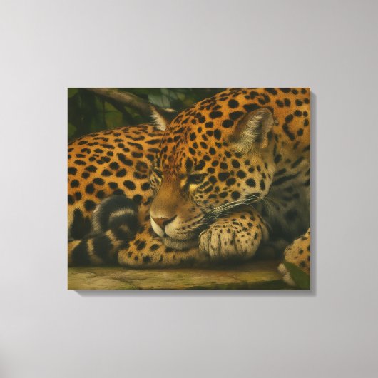 Reflective Jaguar - Serene Wildlife Art Print Leinwanddruck (Vorderseite)