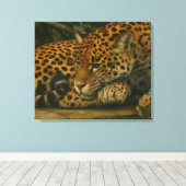 Reflective Jaguar - Serene Wildlife Art Print Leinwanddruck (Insitu (Holzboden))