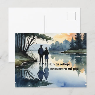 Reflejos en el Agua: Ilustración Minimalista en Ac Feiertagspostkarte