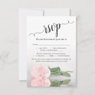 Reflektieren Blütenpinke Rose Elegante Hochzeit RSVP Karte