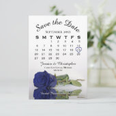 Reflektieren der blauen Rose Eleganter Hochzeitska Save The Date (Stehend Vorderseite)