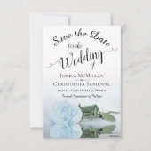 Reflektieren der hellblauen Rose Romantische Hochz Save The Date (Vorderseite)