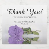 Reflektieren der Lila Rose Hochzeit Dankeschön Schaumweinetikett (Einzelnes Label)