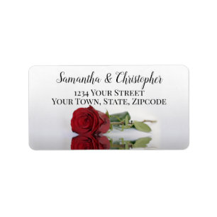 Reflektieren der Rote Rose Elegante Hochzeitsadres Adressaufkleber